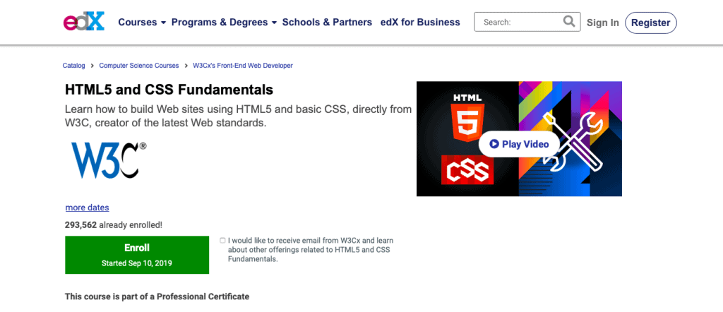 HTML5 and CSS Fundamentals by EdX