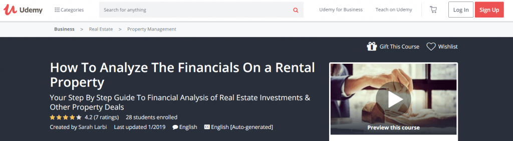 How to Analyze the Financials on a Rental Property — Udemy 