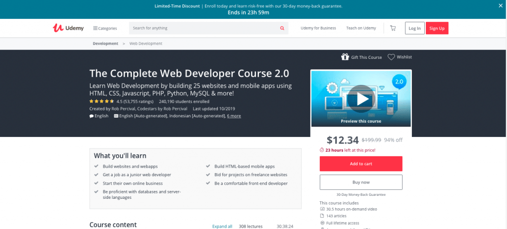 The Complete Web Developer Course 2.0 by Udemy