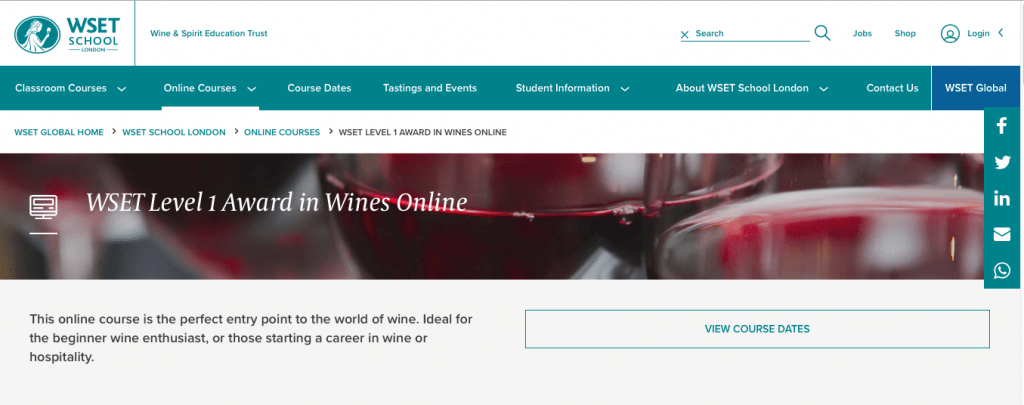 WSET Level 1 Award in Wines Online — WSET School, London