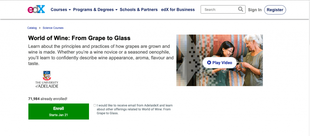 World of Wine From Grape to Glass — edX