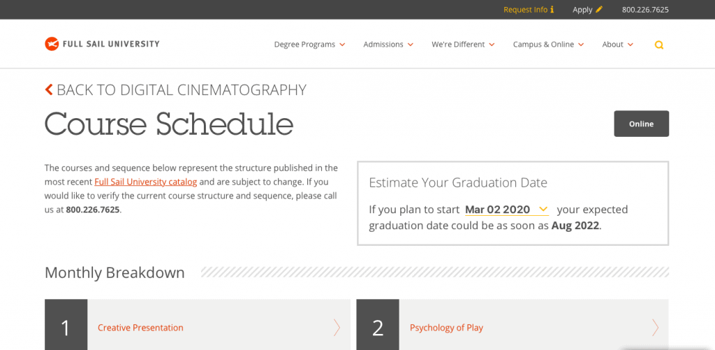 Full Sail University Digital Cinematography Bachelor’s Degree