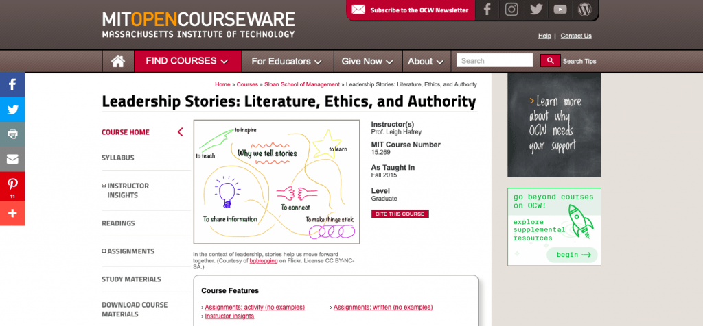 Leadership Stories Literature, Ethics, and Authority — MIT OpenCourseWare