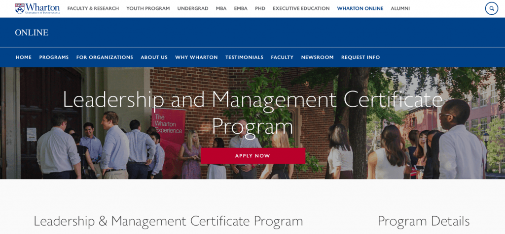 Leadership and Management Certificate Program — Wharton University