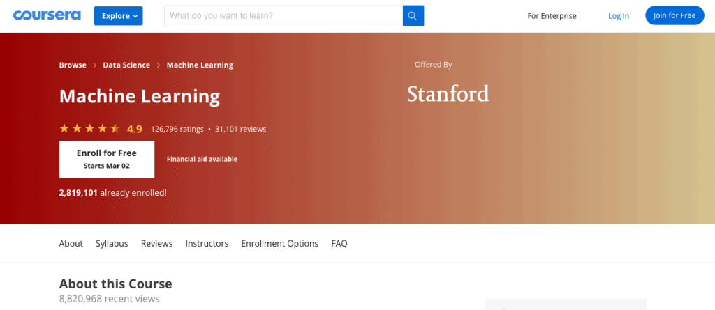 Machine Learning (Stanford)